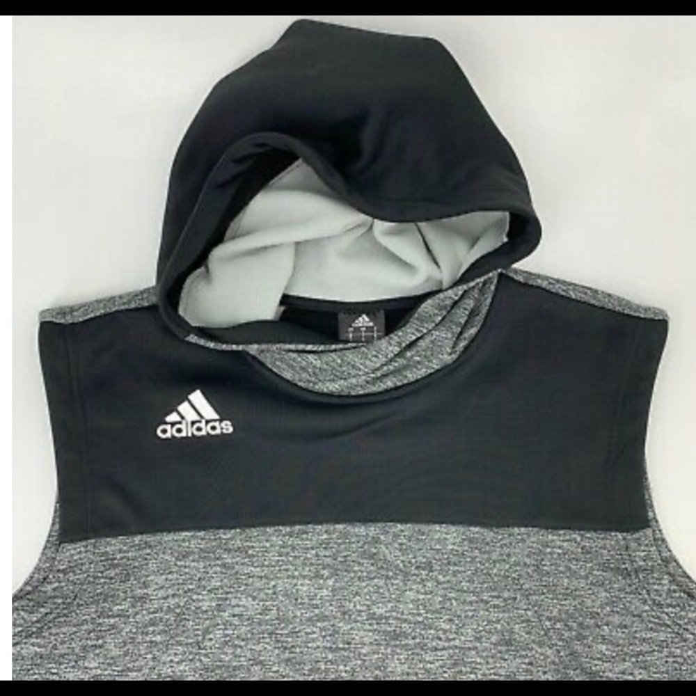 Adidas Black and Grey Hooded Vest Athletic Team Speed Sleeveless Sports Pullover